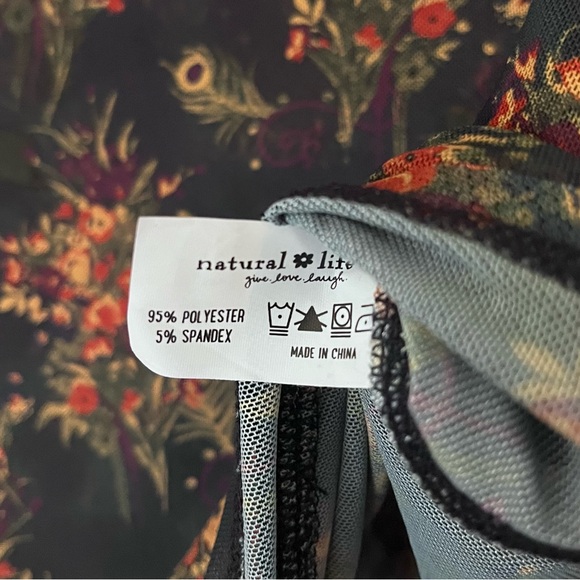 Natural Life Sloane Floral Mesh Long Sleeve Boho Crewneck Shirt Top Black Small - Picture 7 of 7